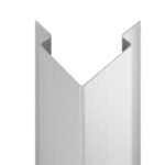 An image of a white metal corner bracket, also known as a corner guard, on a white background.