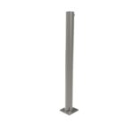 A collapsible bollard made of stainless steel, featuring the Warrior SS 316 folding bracket system, displayed against a white background.