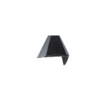 A black plastic stair railing with a rubber insert on a white background.