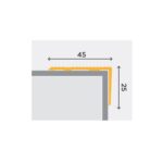 A diagram displaying the measurements of a door, featuring Warrior Stair Nosing 45MM Height 25MM Width ASN4525AL.