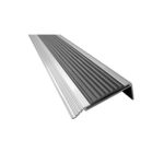 A Warrior Stair Nosing 60MM Height 25MM Width With Rubber Insert ASN6025R, showcased against a white background.