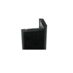 A black plastic corner bracket on a white background, measuring 100MM x 100MM.