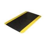 A Warrior Rubber Anti Fatigue ESD Mat 60CM Width 90CM Length Black and Yellow WAFM-9060-B/Y on a white background.