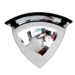 A Warrior Quarter Dome Mirror 45 Deg 60CM WAR-QDM60-PM reflecting the image of a warrior standing in front of it.