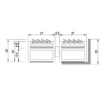 A diagram showing the dimensions of a small box with a Warrior Aluminium Entrance Mat 22MM Height Carpet Insert AEM22A.
