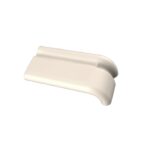 A white PVC handrail on a white surface.