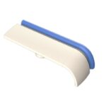A Warrior PVC Handrail with a white and blue plastic handle on a white surface.