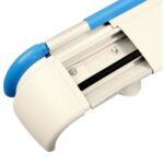 A white and blue PVC handle with a blue end cap.