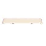 A white plastic shelf on a beige background.
