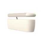 An image of a white shelf with a handle on it, featuring the Warrior PVC Handrail.