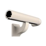 A white cctv camera mounted on a Warrior PVC Handrail 38MM Dia AHR6389.