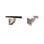 A pair of silver Warrior PVC Fixing Brackets with a blue accent, perfect for any warrior project.
