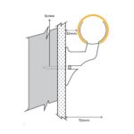 A diagram showcasing the dimensions of a window with a Warrior PVC Handrail 38MM Dia AHR6389.