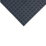 A TPU tactile mat, also known as a warrior mat, is a black rubber mat with holes on it.