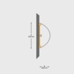 A diagram illustrating the dimensions of a door featuring the Warrior PVC Wall Guard to protect against damage, with specific attention to the AWG6050H model and a 50MM height.