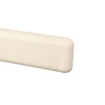A white plastic handle on a beige background.