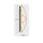 A diagram illustrating the dimensions of a door with a PVC Wall Guard.