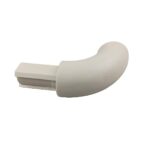 A white plastic handle on a white surface with a PVC End Cap.