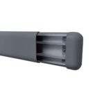 A PVC end cap securely attached to a gray door handle.