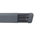 A gray handle for a door handle on a white background with PVC end cap.