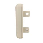 A white plastic handle with a PVC End Cap for a door handle.