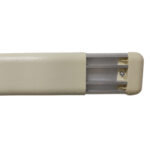 A beige Warrior PVC End Cap 100MM Height For ECAWG6109A shelf with a metal handle.
